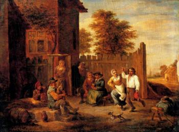 小大衛 特尼爾斯 Peasants Merrymaking Outside An Inn